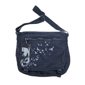 Batman DC Comic Canvas Messenger Bag Distressed Retro Vintage Gothic Black Gray